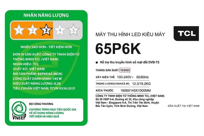 Google Tivi TCL AI 4K 65 inch 65P6K